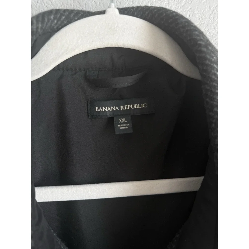 Banana Republic Charcoal Black Herringbone Tweed Shacket Shirt Jacket Men's XXL